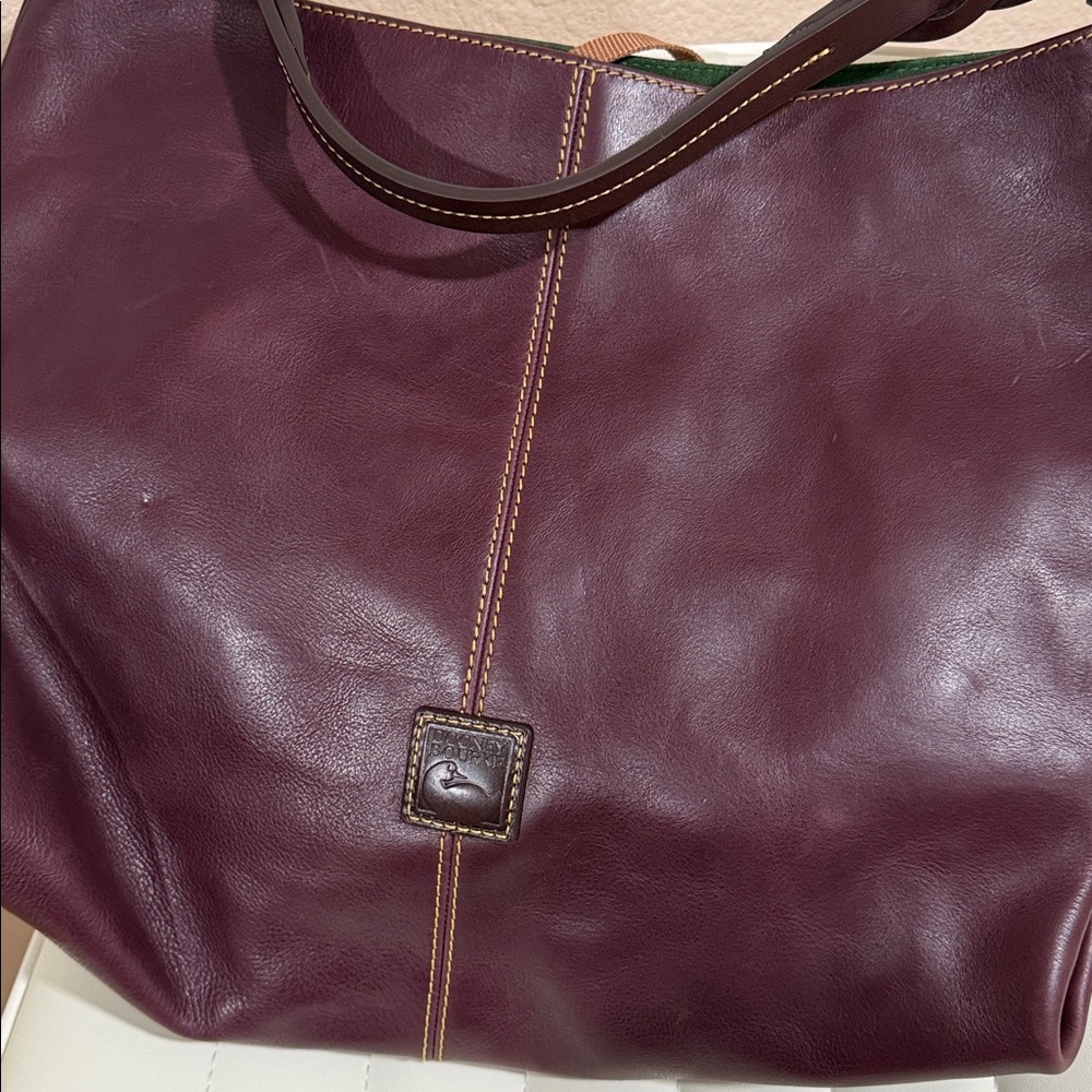 Dooney & Bourke Florentine Leather Shoulder Bag Plum Color - Picture 2 of 10